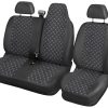 Sėdynių užvalkalai dygsniuotas audinys Renault Master 2+1 2009+ balti siūlai siūlai